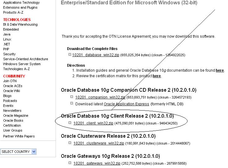 Oracle Database Client Download 10G